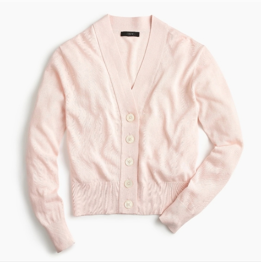 J.CREW Blush Pink Button-Front Lightweight Knit Cardigan Size S Classic Feminin